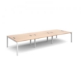Connex triple back to back desks 4200mm x 1600mm - white frame and beech top