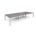 Connex triple back to back desks 4200mm x 1600mm - white frame and grey oak top