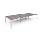 Connex triple back to back desks 4200mm x 1600mm - white frame and grey oak top