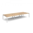 Connex triple back to back desks 4200mm x 1600mm - white frame and oak top