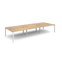 Connex triple back to back desks 4200mm x 1600mm - white frame and oak top