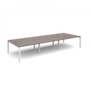 Connex triple back to back desks 4200mm x 1600mm - white frame and walnut top