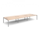 Connex triple back to back desks 4800mm x 1600mm - silver frame and beech top