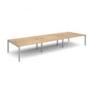 Connex triple back to back desks 4800mm x 1600mm - silver frame and oak top