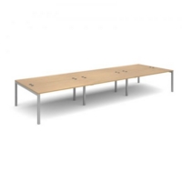 Connex triple back to back desks 4800mm x 1600mm - silver frame and oak top