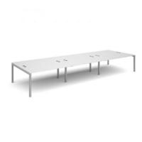 Connex triple back to back desks 4800mm x 1600mm - silver frame and white top