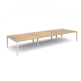 Connex triple back to back desks 4800mm x 1600mm - white frame and oak top