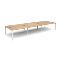 Connex triple back to back desks 4800mm x 1600mm - white frame and oak top