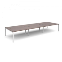 Connex triple back to back desks 4800mm x 1600mm - white frame and walnut top