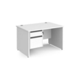 Contract 25 straight desk with 2 drawer graphite pedestal and panel leg 1200mm x 800mm - white