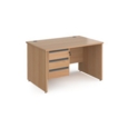 Contract 25 straight desk with 3 drawer graphite pedestal and panel leg 1200mm x 800mm - beech