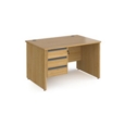 Contract 25 straight desk with 3 drawer graphite pedestal and panel leg 1200mm x 800mm - oak