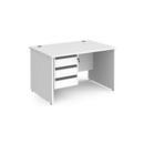 Contract 25 straight desk with 3 drawer graphite pedestal and panel leg 1200mm x 800mm - white