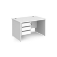 Contract 25 straight desk with 3 drawer silver pedestal and panel leg 1200mm x 800mm - white