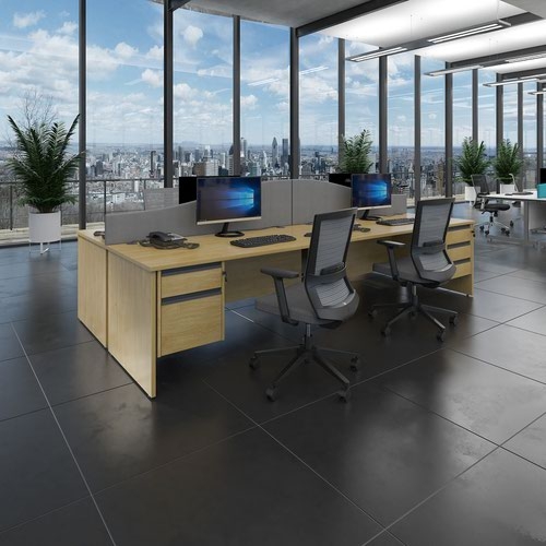 Contract 25 straight desk with panel leg 1200mm x 800mm - beech