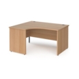 Contract 25 left hand ergonomic desk with panel ends and graphite corner leg 1400mm - beech