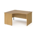 Contract 25 left hand ergonomic desk with panel ends and graphite corner leg 1400mm - oak