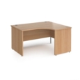 Contract 25 right hand ergonomic desk with panel ends and silver corner leg 1400mm - beech
