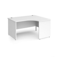 Contract 25 right hand ergonomic desk with panel ends and silver corner leg 1400mm - white