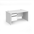 Contract 25 straight desk with 2 drawer graphite pedestal and panel leg 1400mm x 800mm - white