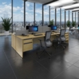 Contract 25 straight desk with 2 drawer silver pedestal and panel leg 1400mm x 800mm - beech