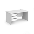 Contract 25 straight desk with 3 drawer silver pedestal and panel leg 1400mm x 800mm - white