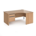 Contract 25 right hand ergonomic desk with 2 drawer graphite pedestal and panel leg 1600mm - beech
