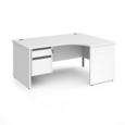 Contract 25 right hand ergonomic desk with 2 drawer graphite pedestal and panel leg 1600mm - white