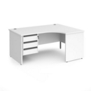 Contract 25 right hand ergonomic desk with 3 drawer graphite pedestal and panel leg 1600mm - white