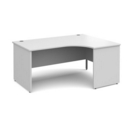 Contract 25 right hand ergonomic desk with panel ends and graphite corner leg 1600mm - white