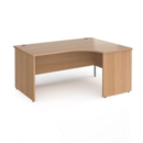 Contract 25 right hand ergonomic desk with panel ends and silver corner leg 1600mm - beech