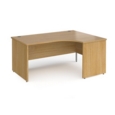 Contract 25 right hand ergonomic desk with panel ends and silver corner leg 1600mm - oak