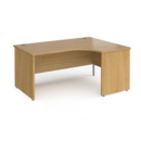 Contract 25 right hand ergonomic desk with panel ends and silver corner leg 1600mm - oak