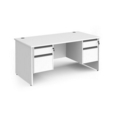 Contract 25 straight desk with 2 and 2 drawer graphite pedestals and panel leg 1600mm x 800mm - white