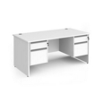 Contract 25 straight desk with 2 and 2 drawer silver pedestals and panel leg 1600mm x 800mm - white