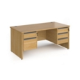 Contract 25 straight desk with 2 and 3 drawer graphite pedestals and panel leg 1600mm x 800mm - oak