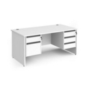 Contract 25 straight desk with 2 and 3 drawer graphite pedestals and panel leg 1600mm x 800mm - white