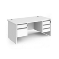 Contract 25 straight desk with 2 and 3 drawer silver pedestals and panel leg 1600mm x 800mm - white