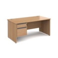 Contract 25 straight desk with 2 drawer graphite pedestal and panel leg 1600mm x 800mm - beech