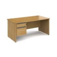 Contract 25 straight desk with 2 drawer graphite pedestal and panel leg 1600mm x 800mm - oak