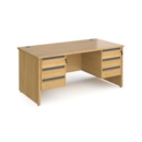 Contract 25 straight desk with 3 and 3 drawer graphite pedestals and panel leg 1600mm x 800mm - oak