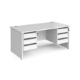 Contract 25 straight desk with 3 and 3 drawer graphite pedestals and panel leg 1600mm x 800mm - white