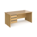 Contract 25 straight desk with 3 drawer graphite pedestal and panel leg 1600mm x 800mm - oak