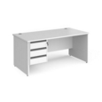 Contract 25 straight desk with 3 drawer graphite pedestal and panel leg 1600mm x 800mm - white