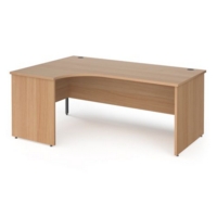 Contract 25 left hand ergonomic desk with panel ends and graphite corner leg 1800mm - beech