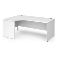 Contract 25 left hand ergonomic desk with panel ends and graphite corner leg 1800mm - white
