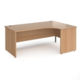 Contract 25 right hand ergonomic desk with panel ends and graphite corner leg 1800mm - beech