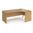 Contract 25 right hand ergonomic desk with panel ends and graphite corner leg 1800mm - oak