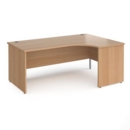 Contract 25 right hand ergonomic desk with panel ends and silver corner leg 1800mm - beech