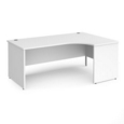 Contract 25 right hand ergonomic desk with panel ends and silver corner leg 1800mm - white